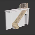Modern Minimalist Wooden Staircase With Handrail And White Support Structure