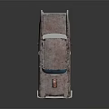Rusted Vintage Car With Rocket Tail Fins And Colorful Windows Design