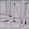 Modern Pendant Light Designs With Various Shapes And Metal Frames On Paneled Wall