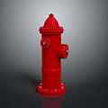 Red Fire Hydrant Standing With Detailed Top Cap And Side Outlet On Smooth Dark Surface