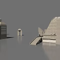 Modern Grey Architectural Models With Geometric Structures Sloped Surfaces And Platforms 3d model