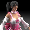 3D Model Woman In Pink White Layered Dress With Bowknot And White Shoes