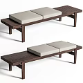 Modern Wooden Footstool With Two Cushioned Seats And Solid Frame Design 3d model