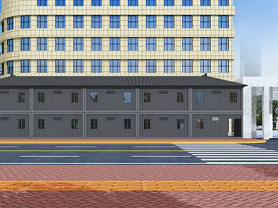 Modern container road landscape container room 3d model