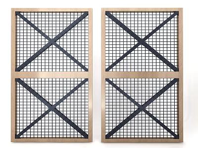 Modern Room Dividers Featuring Lattice Design And Crisscross Lines With Golden Frame 3d model