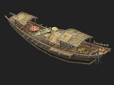 New Chinese Wooden Boat 3d model