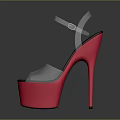Transparent High Heel Sandals with Red Sole Black Upper Stiletto Heel and Platform Design