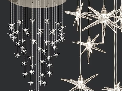 Modern Star Shaped Crystal Chandeliers with Hanging Design for Interior Decorative Lighting 3d model