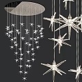 Modern Star Shaped Crystal Chandeliers with Hanging Design for Interior Decorative Lighting