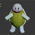 Cartoon Turtle Character With Blue Body Yellow Shell Red Eyes And Stand Pose