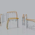 Outdoor Playground Equipment Featuring Climbing Frames Swing Sets and Slide Structures 3d model
