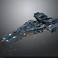 Futuristic Blue Cosmic Spaceship Model Featuring Detailed Interstellar Design And Structural Elements 3d model