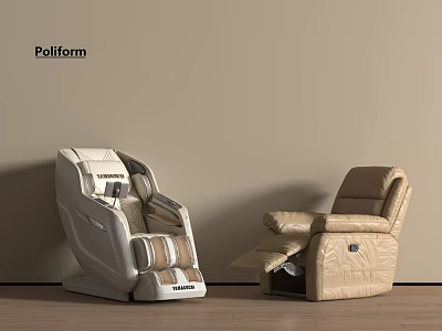 Poliform White And Beige Massage Chair With Modern Leather Reclining Design 3d model