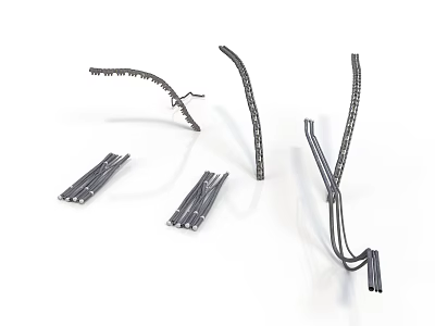 Industrial Metal Equipment Components Featuring Curved Bars And Strip Structures 3d model