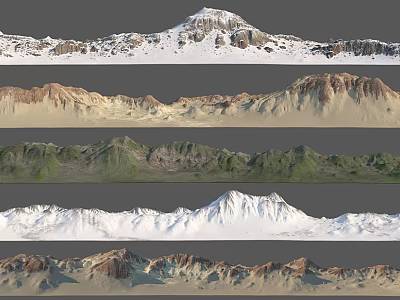 Diverse Mountain Scenery Featuring Snowy Peaks Green Slopes And Rocky Ridges 3d model