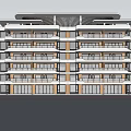 Modern residential building stacked three 3d model