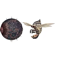 Game Movie Characters Featuring Spiked Orb Bull Armored Figure Winged Mechanical And Samurai Warrior