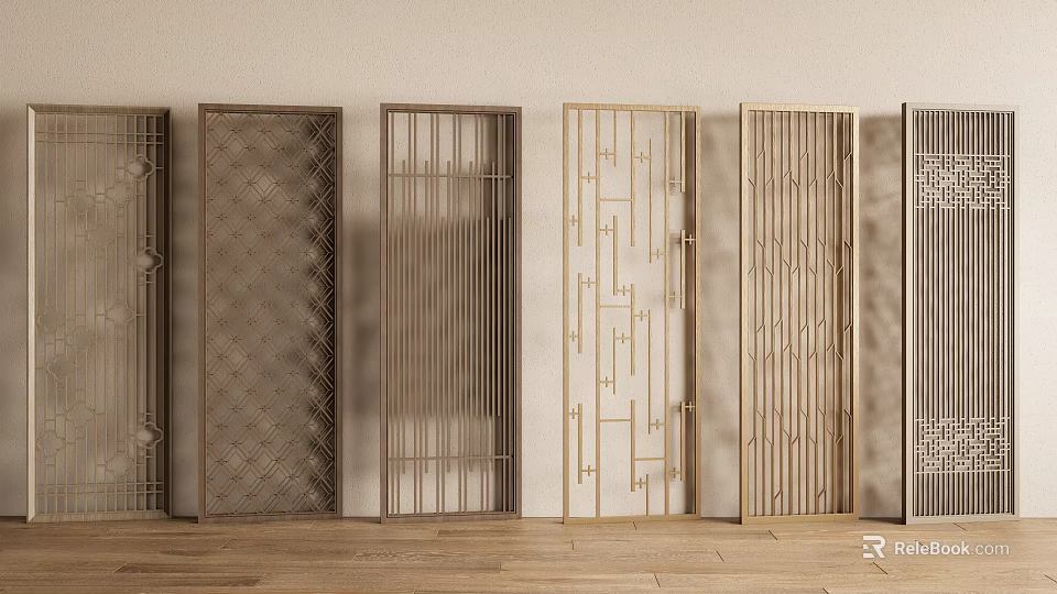 Different Design Metal Room Dividers With Geometric Patterns For Interior Decor 3d model