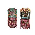 Traditional Colorful Masks With Intricate Patterns Vibrant Hues And Ornate Headgear