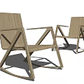 Modern Wooden Rocking Leisure Chair With Geometric Armrest Design For Indoor Use