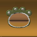 Green Claw Shaped Mirror With White Dots On Orange Background 3d model
