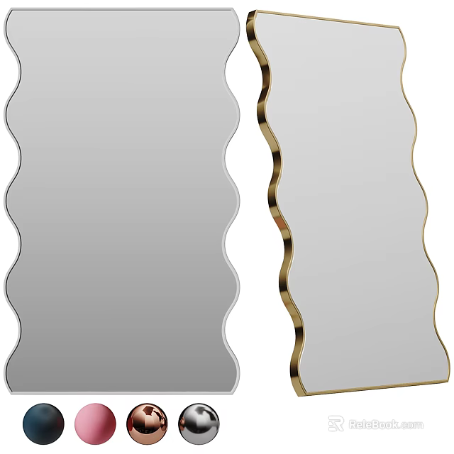 Modern Decorative Mirrors With Wavy Design And Gold Frame For Home 3d model