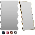 Modern Decorative Mirrors With Wavy Design And Gold Frame For Home 3d model