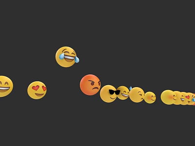 Various Emoji Characters With Smiling Faces Heart Eyes Laughing Tears And Angry Expressions 3d model