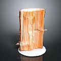 Wooden Stump Cross Section With Natural Wood Grain On White Circular Base