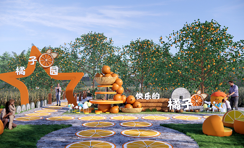 Modern Picking Garden Citrus Park Landscape Citrus Picking Garden Farm Citrus Forest Agricultural Planting Forest Orange Structures 3d model