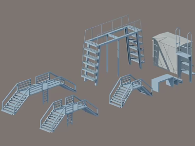 Industrial Factory Metal Staircases Platforms Handrails And Structural Components 3d model