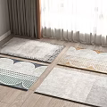 Square Rugs with Various Geometric Patterns on Wooden Floor in Bright Room