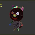 Cute Black Cartoon Cat With Big White Eyes Red Nose And Gray Background
