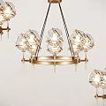Elegant Modern Chandelier With Gold Metal Frame And Transparent Glass Globes