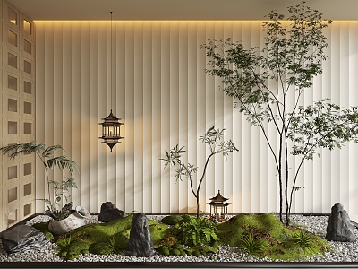 Modern indoor landscape landscaping courtyard sketch plant combination stone pebble plant pile dry landscape indoor landscaping 3d model