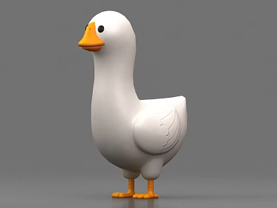 Cute White Duck Toy With Orange Beak And Feet 3D Model Design 3d model