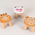 Modern Stool Trendy Play Wooden Children's Stool Beautiful Chen Ornaments Cartoon 3d model