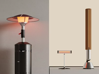 Modern Outdoor Heaters With Circular Plate Slim Design And Table Lamp Style 3d model