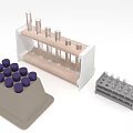 Laboratory Test Tubes in Rack with Purple Caps and Gray Multi Well Plate