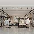 Modern Clothing Store Interior Design With Hanging Clothes And Display Racks