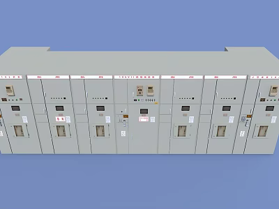 Industrial Grey Electrical Control Cabinet With Multiple Compartments Control Panels And Buttons 3d model