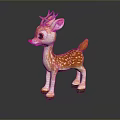 Cute Brown And White Spotted Reindeer Toy With Red Nose Yellow Tail And Antlers