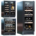 Modern Black Wine Cabinet with Multiple Shelves and Stored Wine Bottles