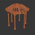 Orange Gazebo Structure 3D Model With Lattice Top And Supporting Pillars 3d model