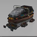 Vintage Style Water Vehicle With Metallic Texture Colorful Decorations Seats And Handrail