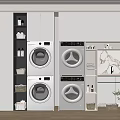 Modern Bathroom Vanity Rack With Wooden Cabinet And Metal Storage Shelves