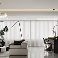 Modern Living And Dining Room Interior Design With Pendant Lighting Sofa Dining Table And Plants