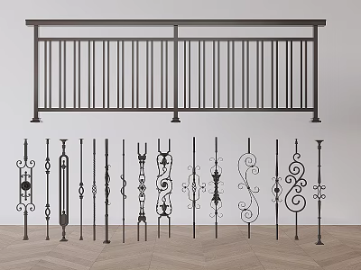 Decorative Metal Railings With Ornate Balusters And Intricate Scroll Designs 3d model