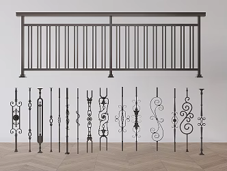 Modern wrought iron railing carved fence simple European fence 3d model