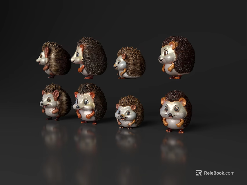 Reptile 3D Models with Eight Different Poses on Gray Background 3d model